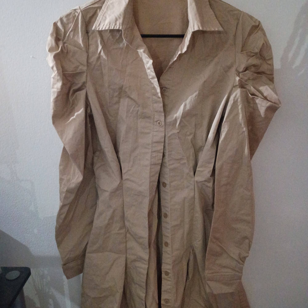 Tan Button-Up Shirt Dress - Picture 1 of 3